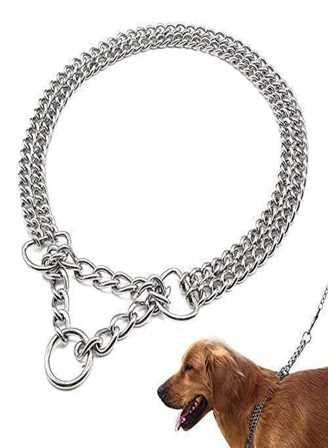 RoverPets طوق سلسلة مارتينجال للكلاب من روفر بيتس ذو طبقتين - سلسلة ضغط مزدوجة من الفولاذ المقاوم للصدأ بطول 24 بوصة للتدريب والمشي (فضي) - Image 1